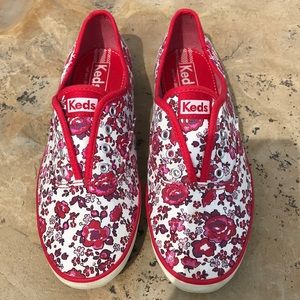 Red floral keds